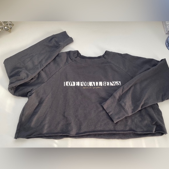Spiritual Gangster Love for All Beings Izzy Cropped Sweatshirt Dark Grey  Size M - Picture 5 of 10